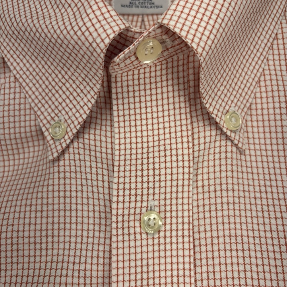 Brooks Brothers Regent Gingham Button Down Shirt 17-2/3 Red Cotton Preppy Office - Picture 6 of 11
